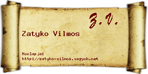 Zatyko Vilmos névjegykártya