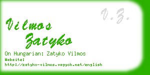 vilmos zatyko business card